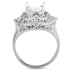 Platinum and Round and Tapered Baguette Diamond Mounting Ring