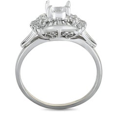 Platinum and Round/Tapered Baguette Diamonds Oval Mounting Ring