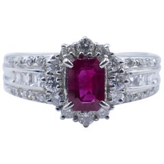 Platinum and Ruby Diamond Engagement or Dress Ring