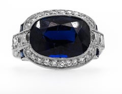 Platinum and Sapphire and Diamond Ring
