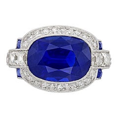 Antique Platinum and Sapphire and Diamond Ring