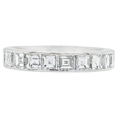 Platinum and Square Cut Diamond Eternity Band, size 6.25