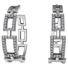 Verjüngte rechteckige Creolen aus Platin und Sterling mit Diamanten
