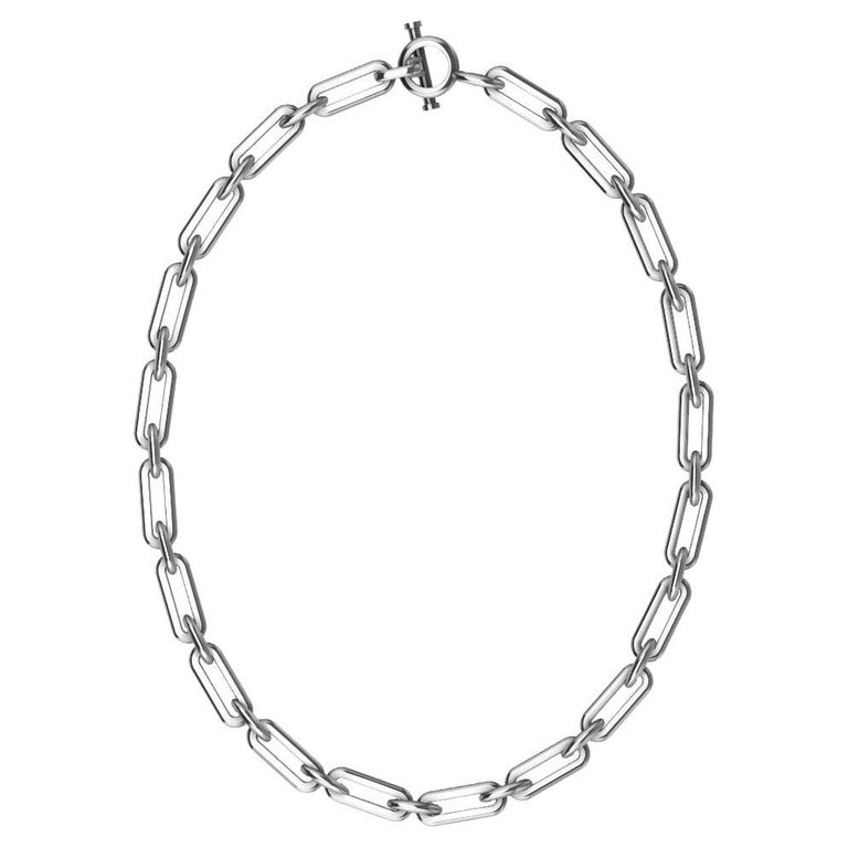 Platinum and Sterling Silver Chain Necklace For Sale at 1stDibs