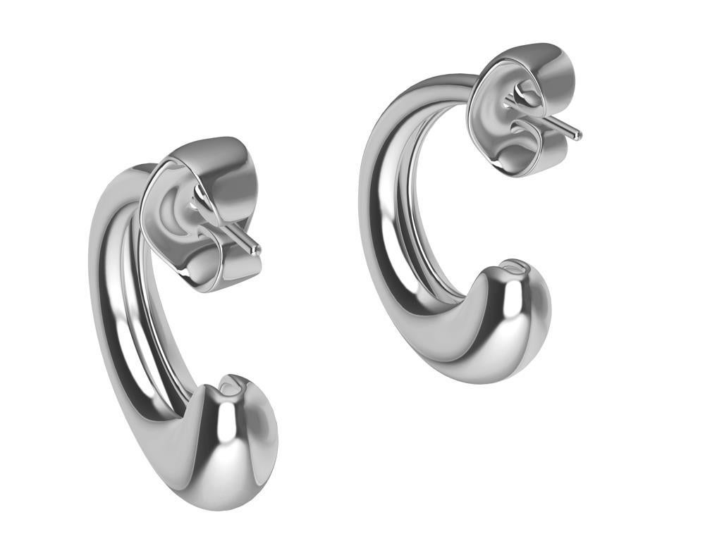 Women's Platinum and Sterling Silver C-Hoop Teardrop Earrings For Sale