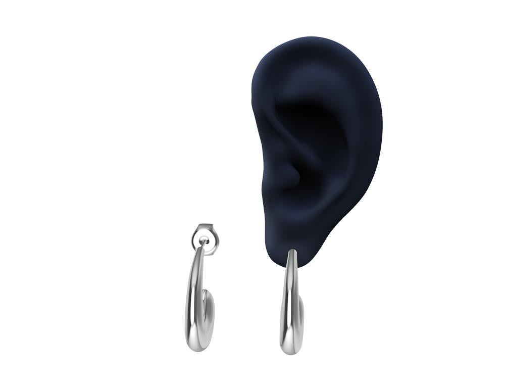 Platinum and Sterling Silver C-Hoop Teardrop Earrings For Sale 1