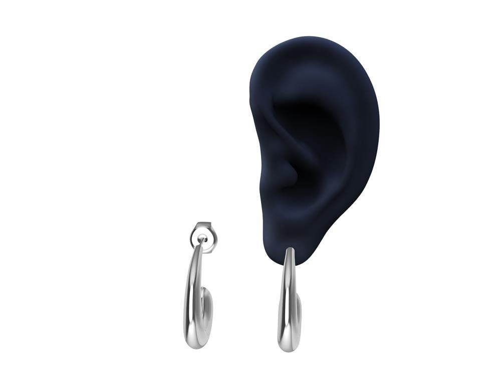 Orecchini a goccia con cerchio a C in platino e argento sterling in vendita 1