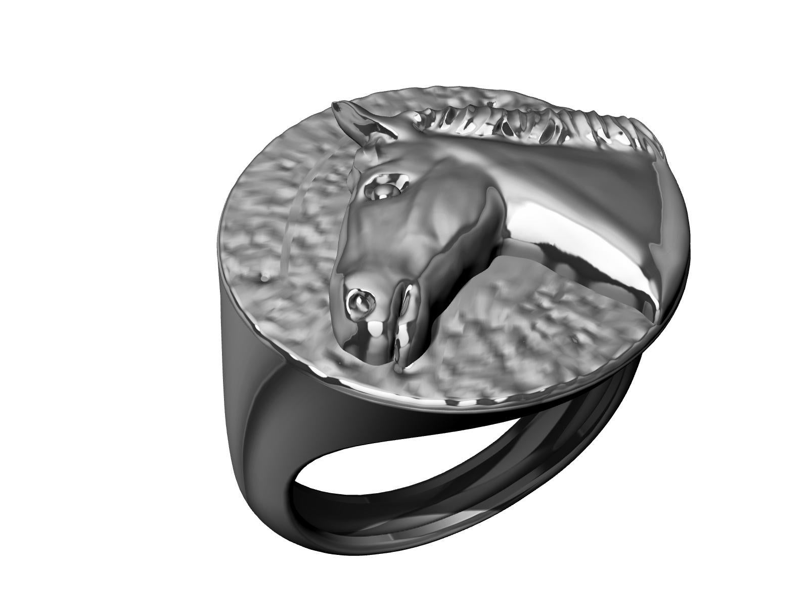 For Sale:   Sterling Silver Horse Signet Ring 5