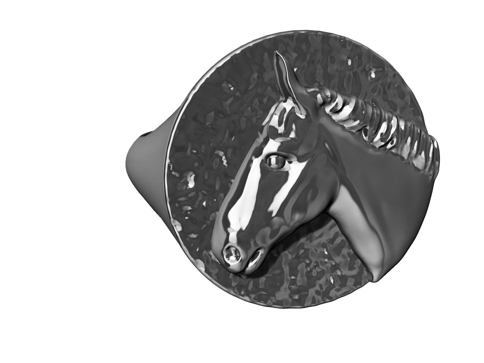 For Sale:  Sterling Silver Horse Signet Ring 6