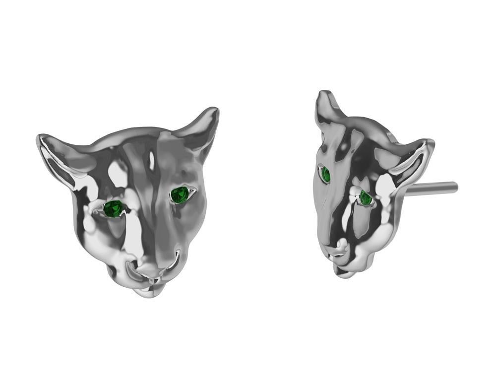 Platinum Colorado Cougar Stud Earrings, Tiffany Jewelry designer , Thomas Kurilla  is trying to keep the wild life at bay. They call it a mountain lion, panther, puma, or cougar . Just remember it has 4 legs, you have 2. Imagine hiking or camping in