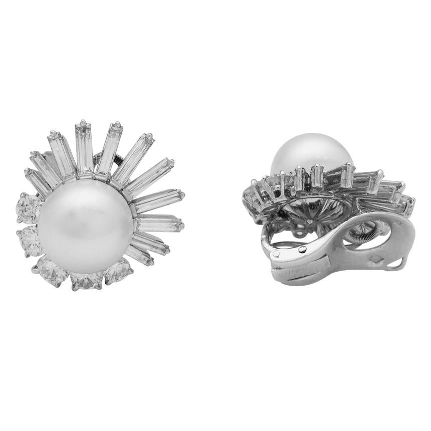 Contemporary M.Gérard Earrings, Diamonds and South Sea Pearls