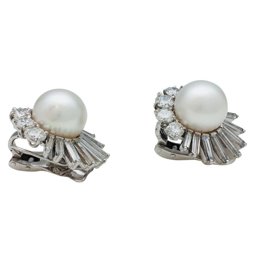 Women's M.Gérard Earrings, Diamonds and South Sea Pearls