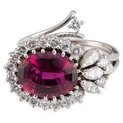 Platinum and white gold ring with Diamonds and Tourmaline