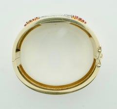 Platinum and Yellow Gold Bangle Bracelet with Art Deco Diamond and Ruby Watch