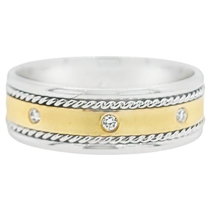 Platinum and Yellow Gold Diamond Band For Sale