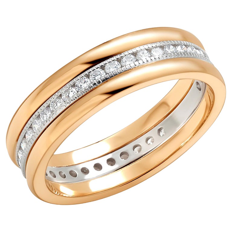 Platinum and Yellow Gold Diamond Eternity Five Millimeter Band For Sale