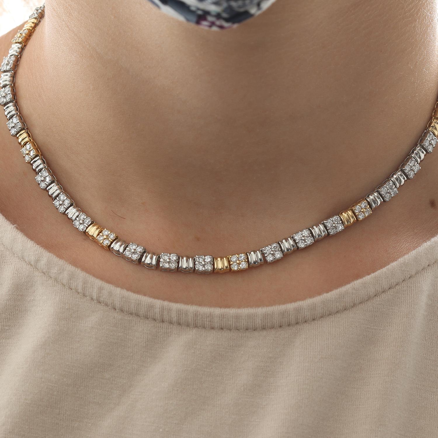Women's Platinum and Yellow Gold Diamond Necklace