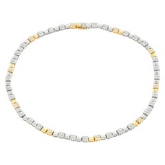 Halskette aus Platin und Gelbgold mit Diamanten