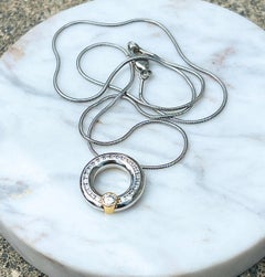 Platinum and 18k Yellow Gold Diamond Pendant Necklace