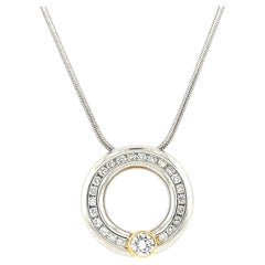 Platinum and 18k Yellow Gold Diamond Pendant Necklace