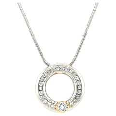 Vintage Platinum and 18k Yellow Gold Diamond Pendant Necklace