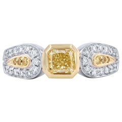 Platinum and Yellow Gold Fancy Diamond Engagement Ring
