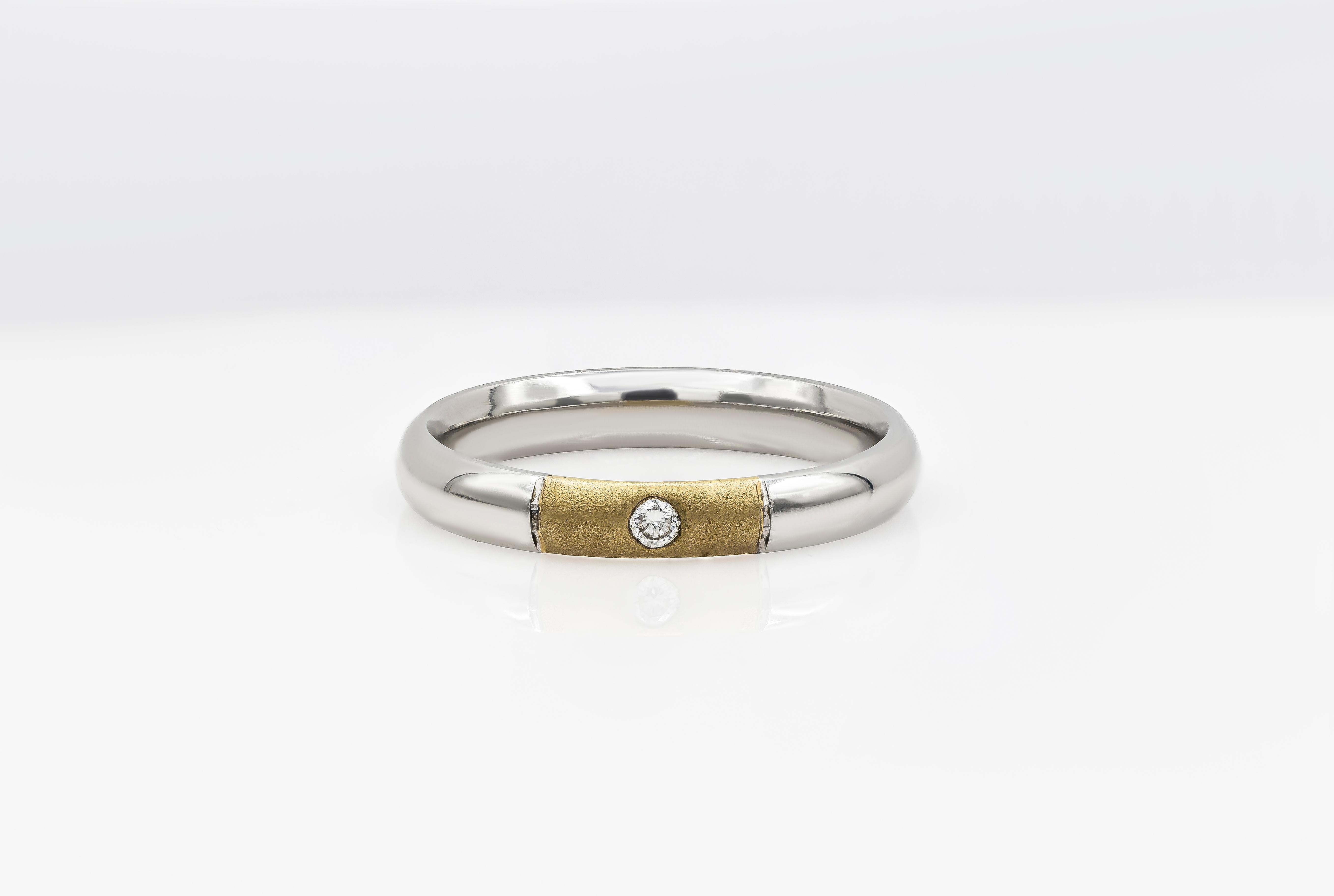 Contemporary Roman Malakov 0.06 Brilliant Round Diamond Flushed Men's Wedding Band Ring For Sale