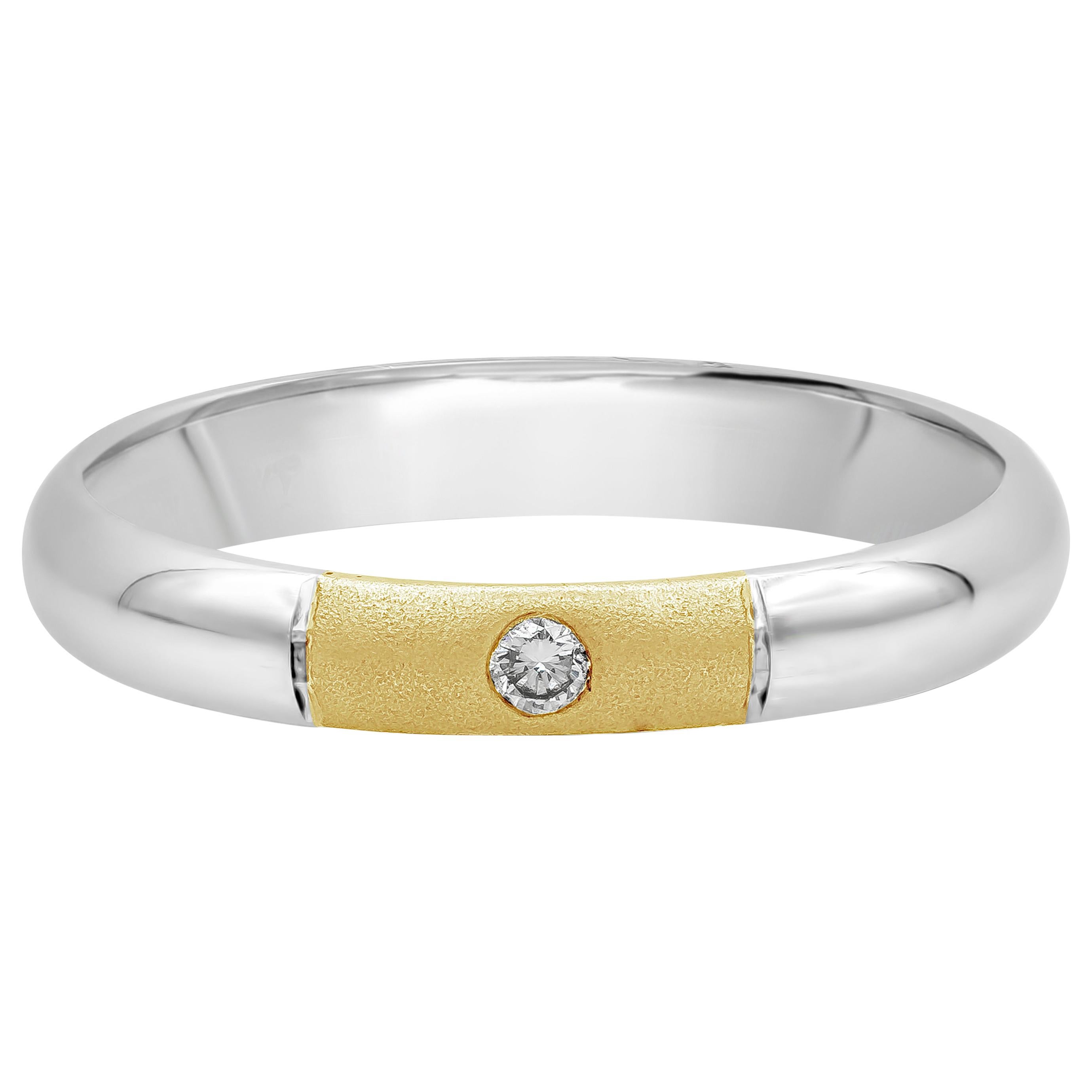Roman Malakov 0.06 Round Brilliant Cut Diamond Flushed Men's Wedding Band Ring