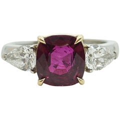 Platinum and Yellow Gold Thai Ruby and Diamond Ring