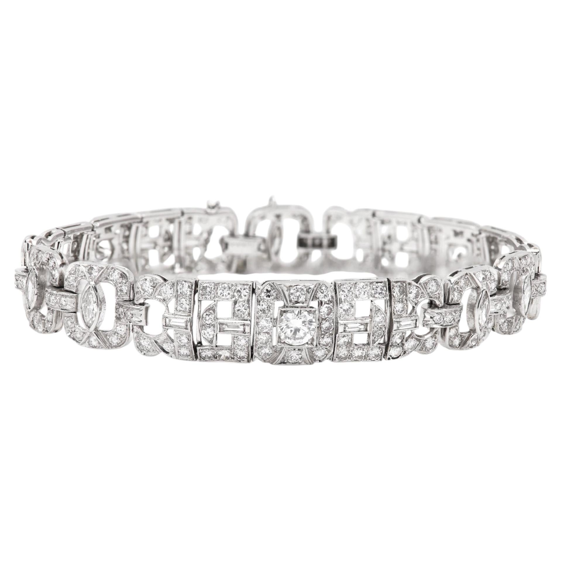 Platinum Antique Art Deco Diamond Bracelet circa 1930's
