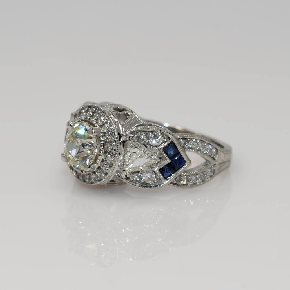 Bague Art déco ancienne en platine avec diamant 1,82 carat en vente 1