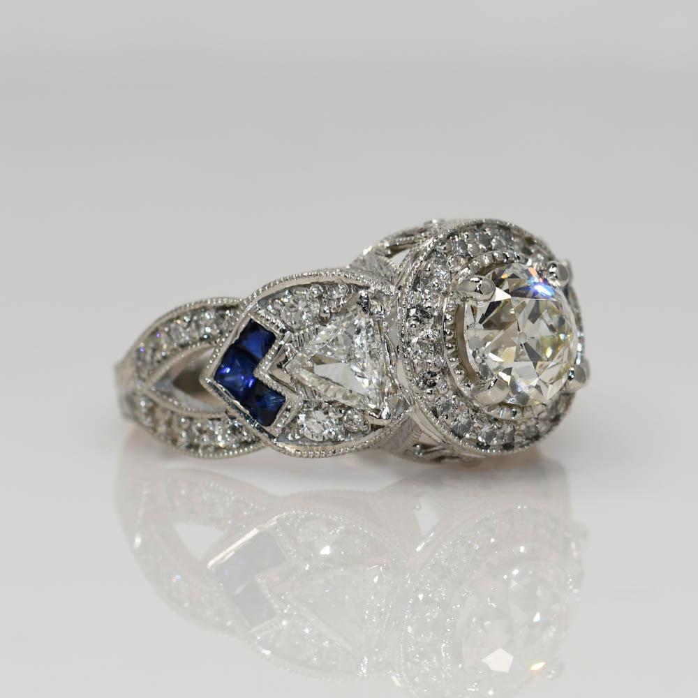 Bague Art déco ancienne en platine avec diamant 1,82 carat en vente 2