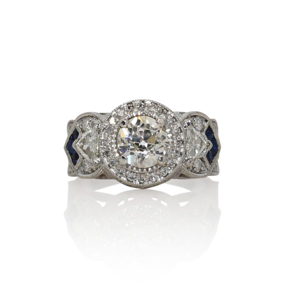 Platinum Antique Art Deco Diamond Ring 1.82ct