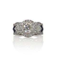 Platin Antiker Art Deco Diamantring aus Platin 1,82 Karat