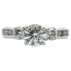 Anillo de Compromiso de Platino aprox. 1,36ctw Diamante Redondo Natural