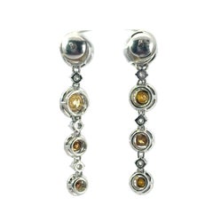 Platinum approx. 3.63ctw Natural Colored Diamond with White Halo Dangle Earrings