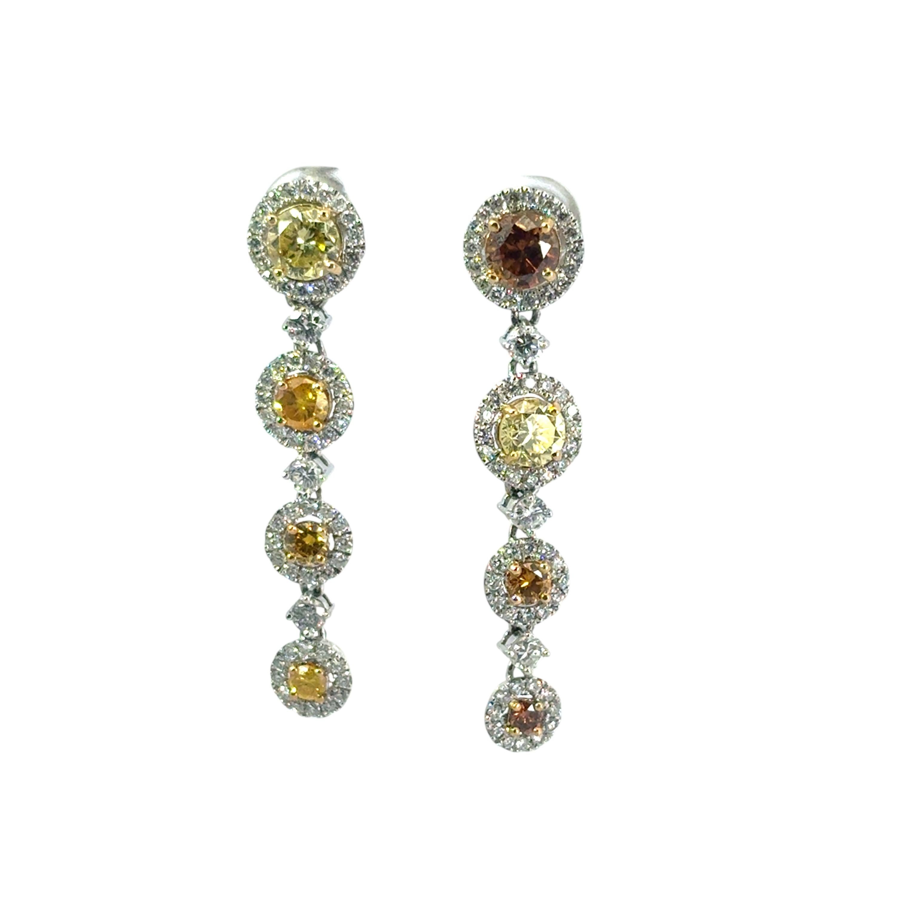 Platin ca. 3,63 ctw natürlicher farbiger Diamant mit weißem Halo Ohrhänger Damen im Angebot