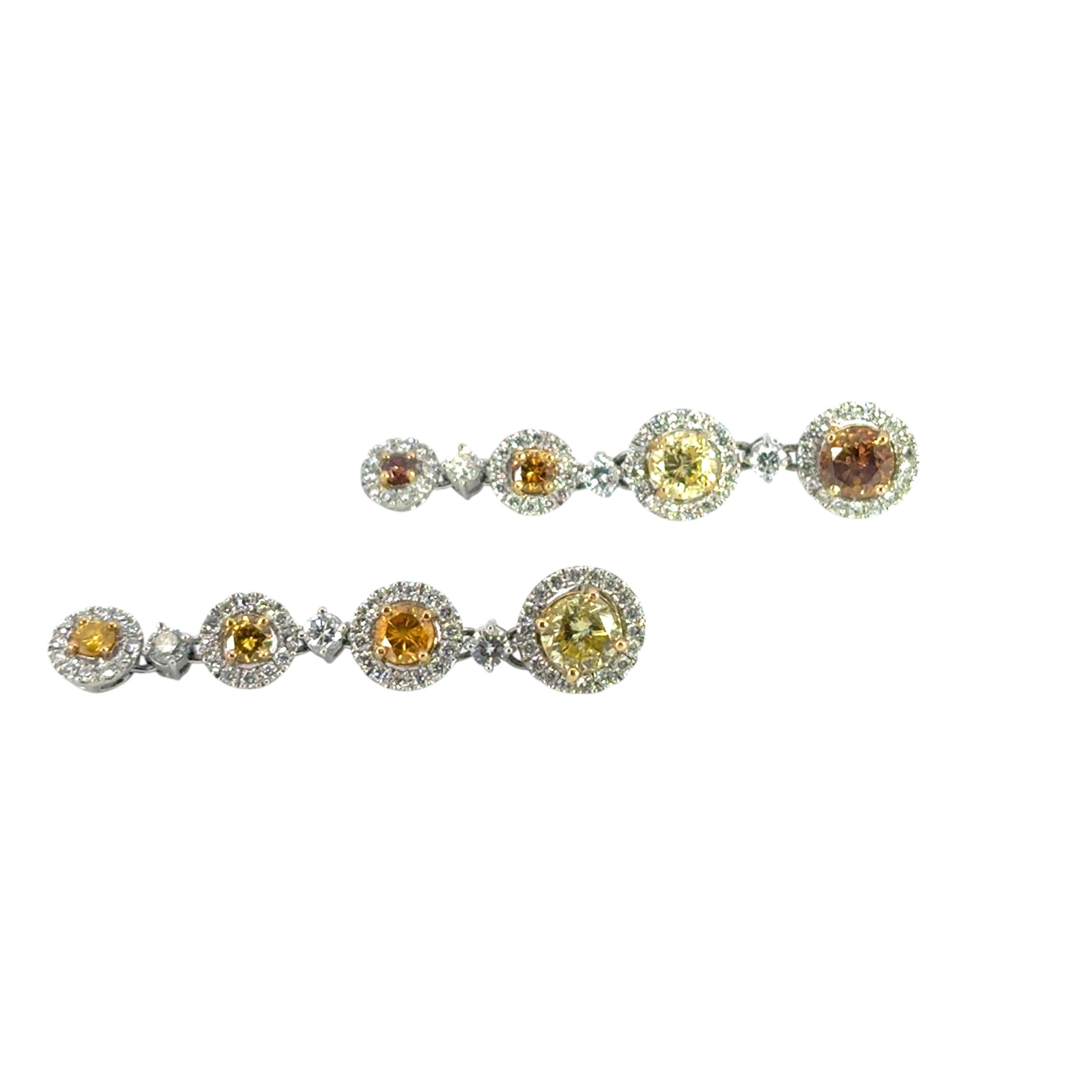 Platin ca. 3,63 ctw natürlicher farbiger Diamant mit weißem Halo Ohrhänger im Angebot 2