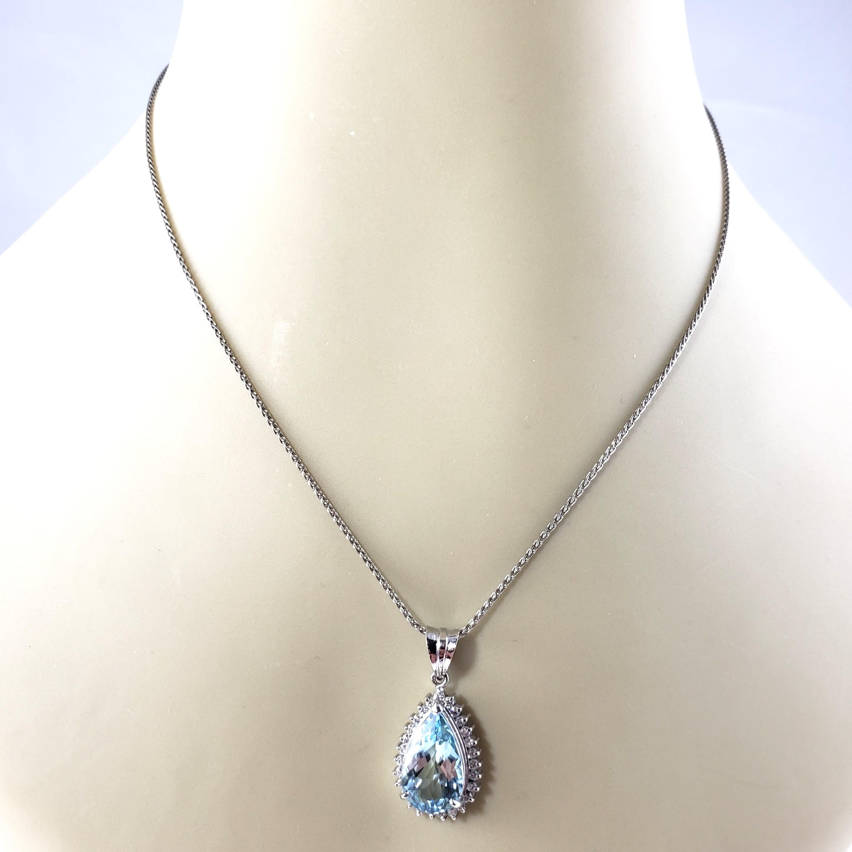 Platinum Aquamarine and Diamond Pendant Necklace #13742 For Sale 5