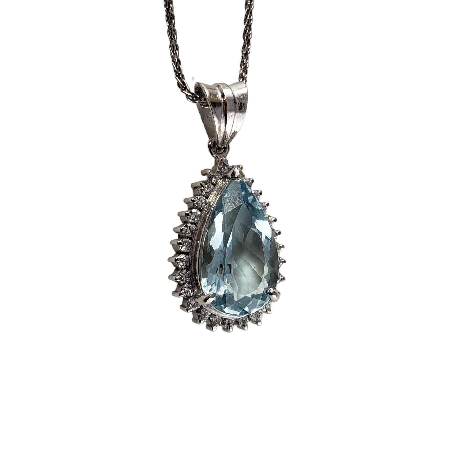 Platinum Aquamarine and Diamond Pendant Necklace #13742 In Good Condition For Sale In Washington Depot, CT