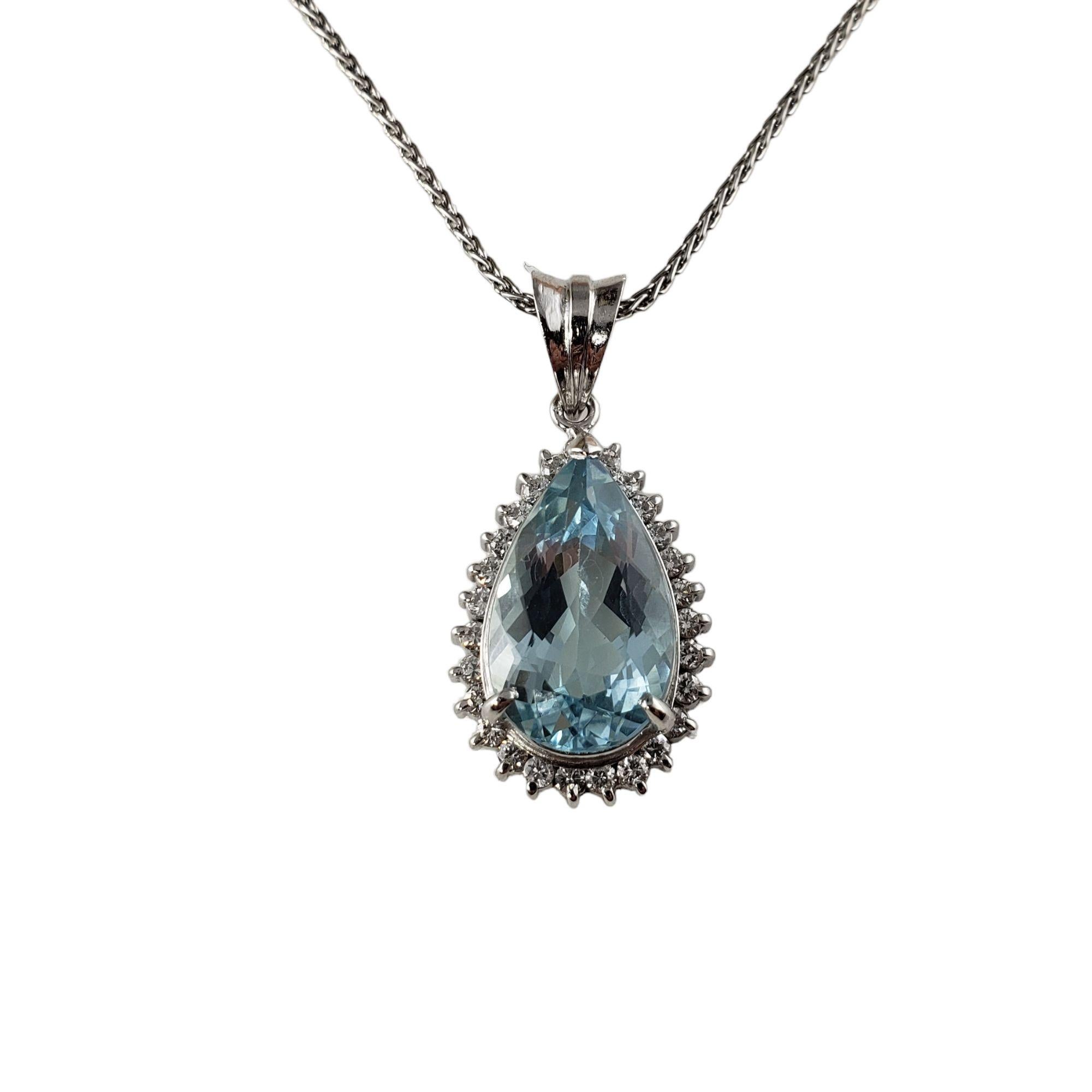 Women's Platinum Aquamarine and Diamond Pendant Necklace #13742 For Sale