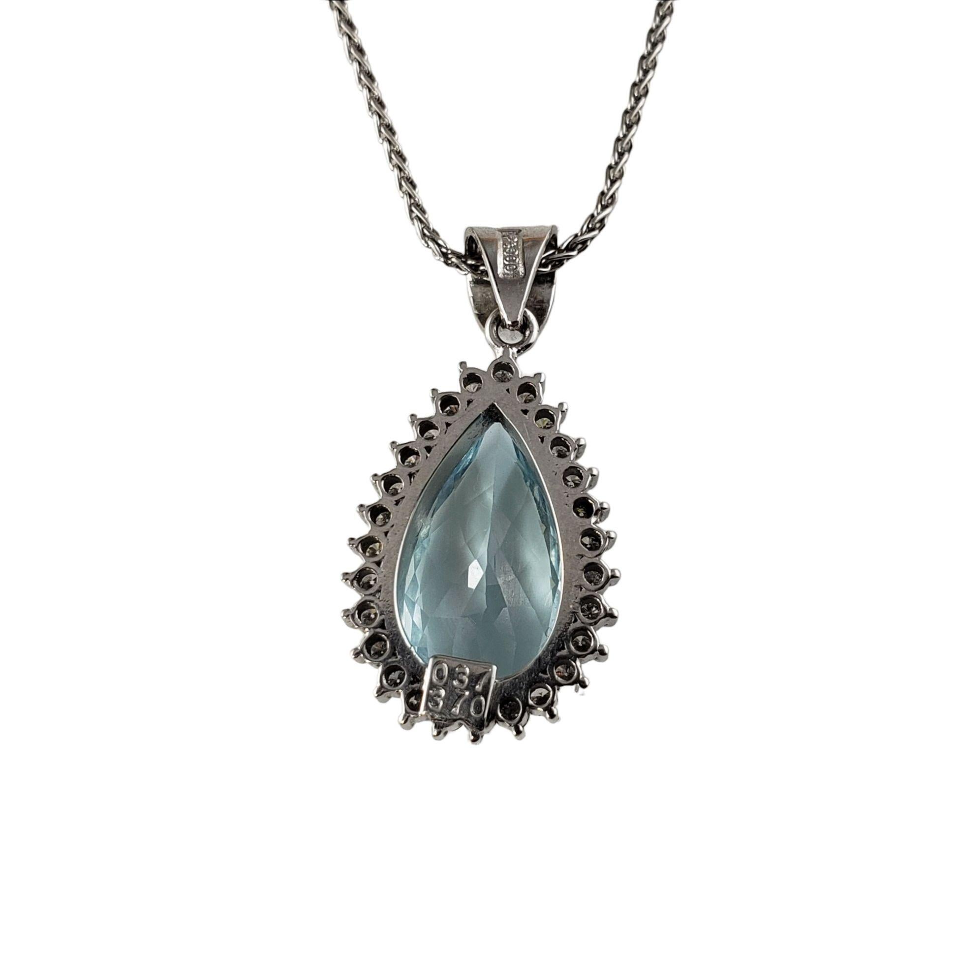 Platinum Aquamarine and Diamond Pendant Necklace #13742 For Sale 3