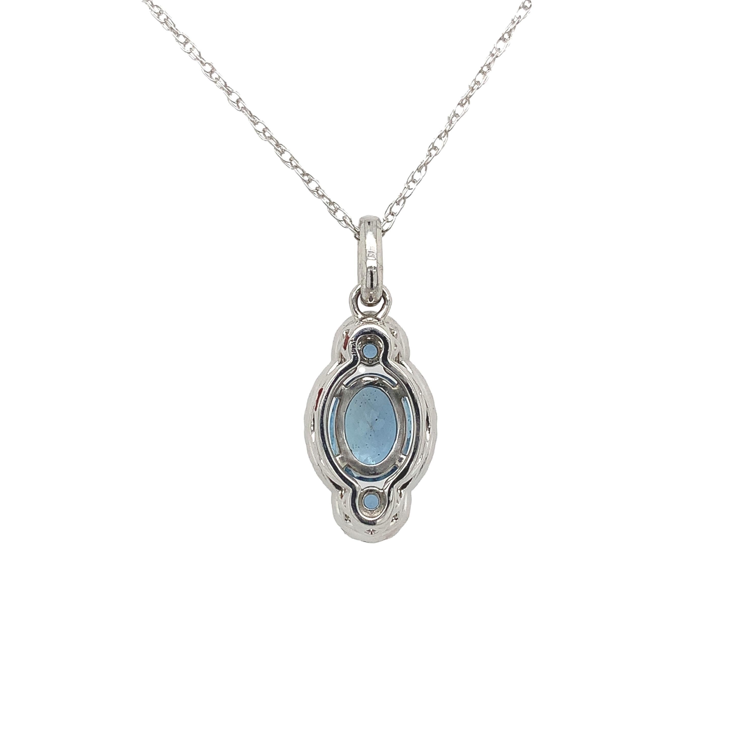 da uomo o donna Ciondolo in platino con acquamarina e diamante con catena in vendita