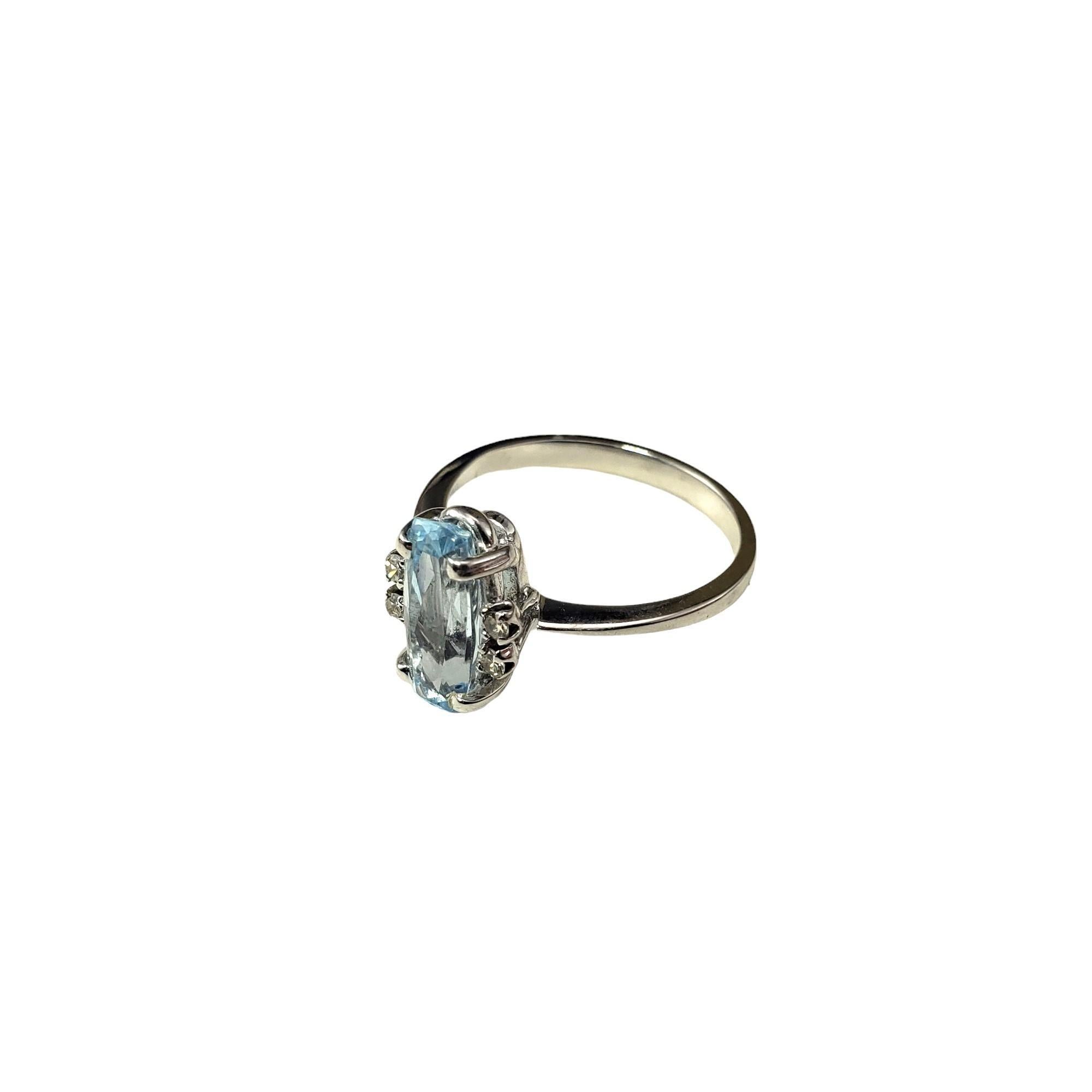 Platinum Aquamarine and Diamond Ring Size 7.25 #17069 In Good Condition For Sale In Washington Depot, CT