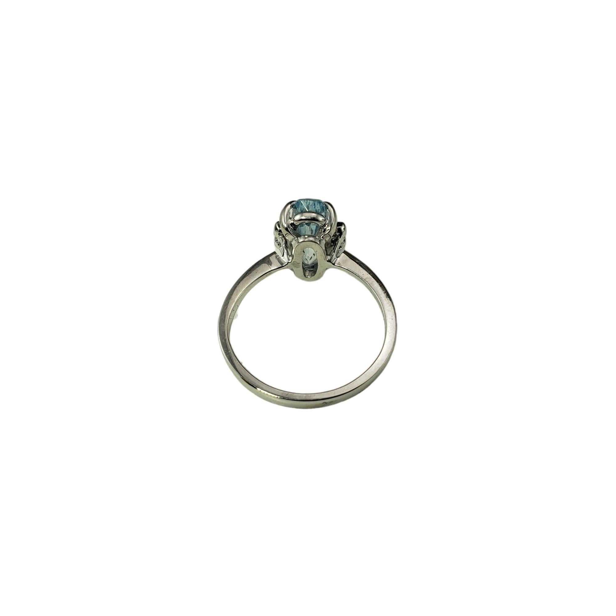 De las mujeres Anillo Platino Aguamarina y Diamante Talla 7.25 #17069 en venta