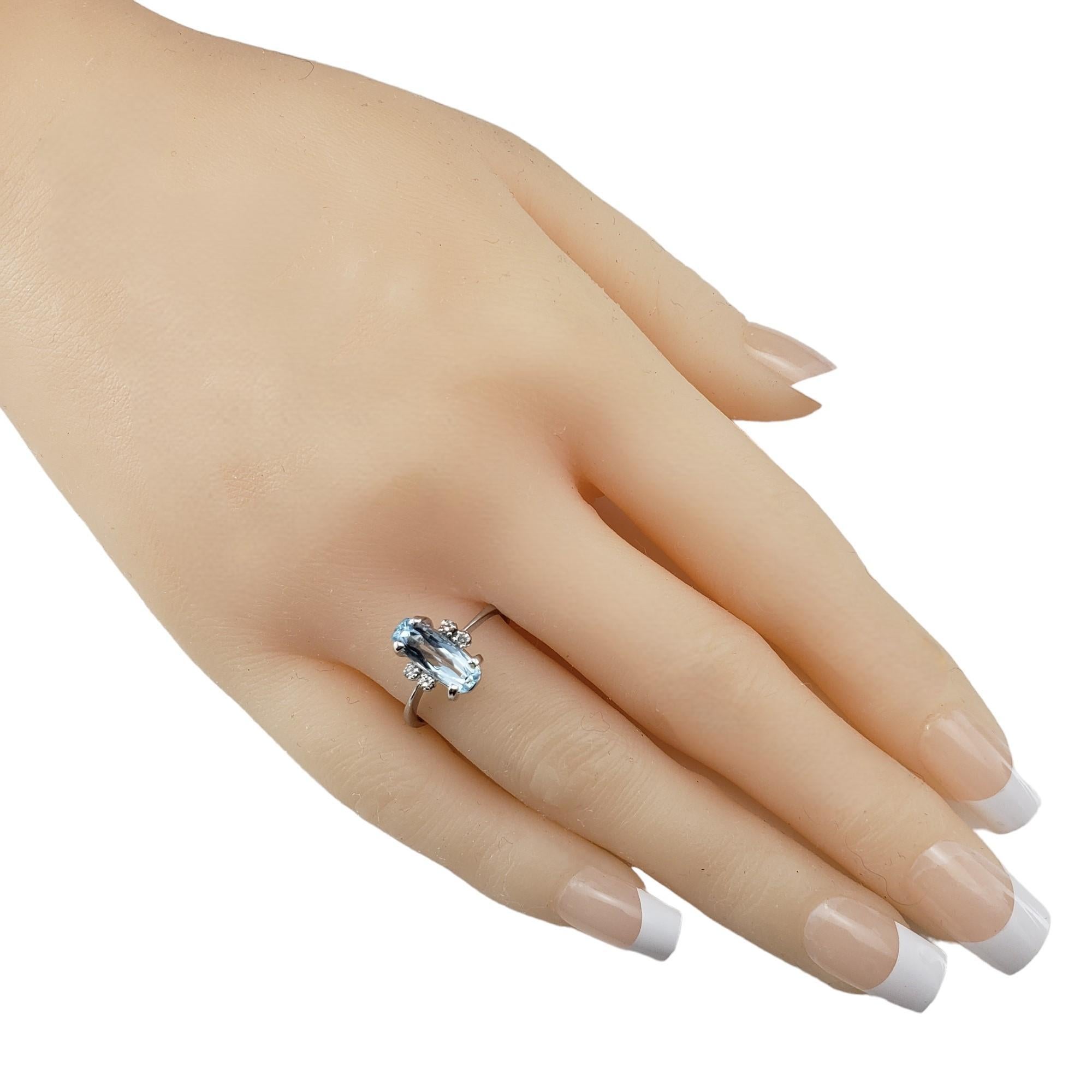 Platinum Aquamarine and Diamond Ring Size 7.25 #17069 For Sale 1