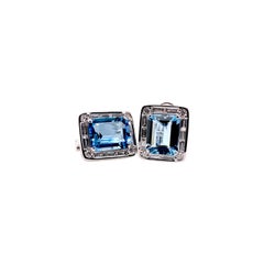 Platinum Aquamarine Diamond Earrings