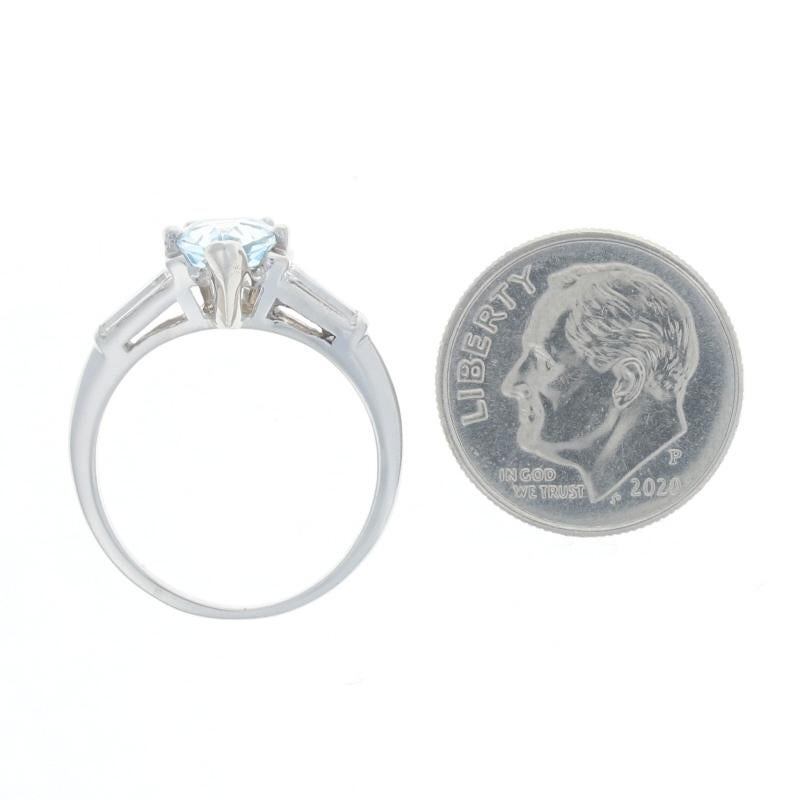 Women's Platinum Aquamarine & Diamond Ring - 900 Pear 1.45ctw Engagement Size 5 1/2 For Sale