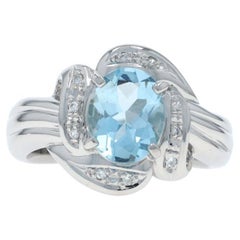 Anello in platino con acquamarina e diamanti - 950 ovale da 1,49 ct.