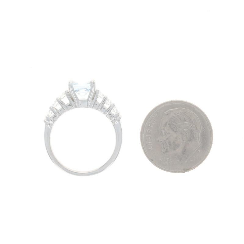 Platinum Aquamarine Diamond Ring - Square Radiant 1.26ctw Engagement For Sale 1